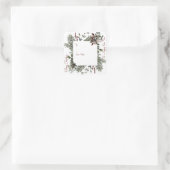 メリークリスマスネイビー水彩緑のモノグラム スクエアシール (バッグ)