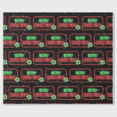 メリークリスマスネオンのサイン雪 ラッピングペーパー (フラット)