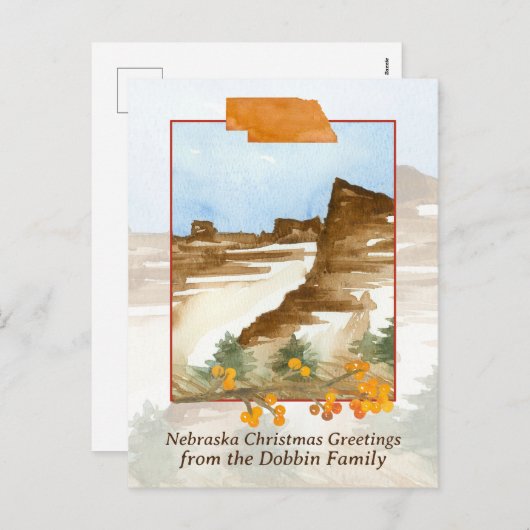 メリークリスマスネブラスカ雪の丘パーソナライズされた シーズンポストカード (正面/裏面)