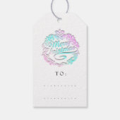 メリークリスマスネームにリースベル王室のピンク ギフトタグ (裏面)