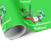 メリークリスマスネームカスタマイズ可能ロックギター ラッピングペーパー (ロールコーナー)