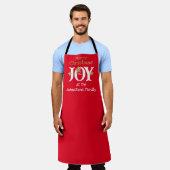 メリークリスマスネームクールスクリプトシックかわいい赤 エプロン (着用した状態)