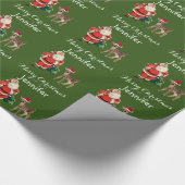 メリークリスマスネームサンタとトナカイの包みP ラッピングペーパー (角)