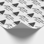 メリークリスマスネームシンプル白黒モダン ラッピングペーパー (角)