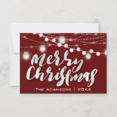 メリークリスマスネームストリングライツブルゴーニュ 招待状 (正面)