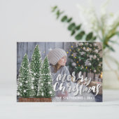 メリークリスマスネームツリーウィンターライトフォトピンク 招待状 (スタンド正面)