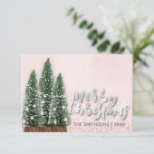 メリークリスマスネームツリーバラライツシルバーピンク 招待状 (スタンド正面)
