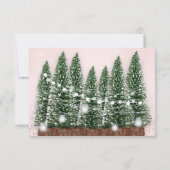 メリークリスマスネームツリーバラライツシルバーピンク 招待状 (裏面)