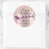 メリークリスマスネームバラサンタズライドリップパープル ラウンドシール (バッグ)