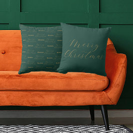 メリークリスマスネームパーソナライズされたグリーン クッション