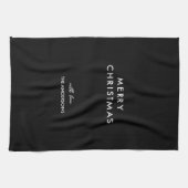 メリークリスマスネームパーソナライズされたブラック キッチンタオル (横)