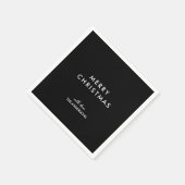 メリークリスマスネームパーソナライズされたブラック スタンダードカクテルナプキン (角)