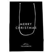 メリークリスマスネームパーソナライズされたブラック ミディアムペーパーバッグ (裏面)