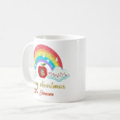 メリークリスマスネームパーソナライズされた先生ギフト コーヒーマグカップ (正面左)