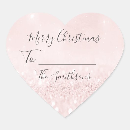 メリークリスマスネームピンクハートパステル ハートシール (正面)