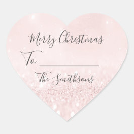 メリークリスマスネームピンクハートパステル ハートシール