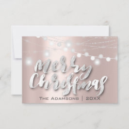 メリークリスマスネームフォトグレーライトズバラ 招待状