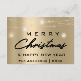 メリークリスマスネームフォトツリーグレーライト金ゴールド 招待状