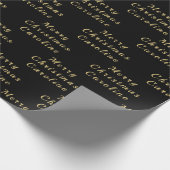 メリークリスマスネームブラックシンプル金ゴールドモダン ラッピングペーパー (角)