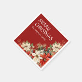 メリークリスマスネームポインセティアス スタンダードカクテルナプキン (角)