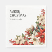 メリークリスマスネームポインセティアス スタンダードランチョンナプキン (正面)