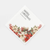 メリークリスマスネームポインセティアス スタンダードランチョンナプキン (角)