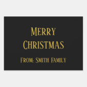 メリークリスマスネームモノグラム金ゴールド白黒 ラッピングペーパーシート (正面3)