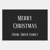メリークリスマスネームモノグラム金ゴールド白黒 ラッピングペーパーシート (正面)