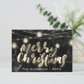 メリークリスマスネームライトマーブルブラック金ゴールド 招待状 (スタンド正面)