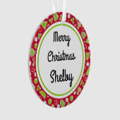 メリークリスマスネームリバーシブルレトロ オーナメント (正面)
