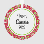 メリークリスマスネームリバーシブルレトロ オーナメント (裏面)