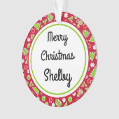 メリークリスマスネームリバーシブルレトロ オーナメント (正面)