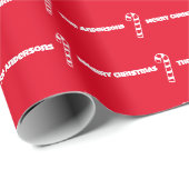 メリークリスマスネームレッドホワイトキャンディカン ラッピングペーパー (ロールコーナー)