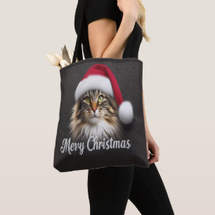 メリークリスマスノルウェーの森キャットサンタ子猫 トートバッグ