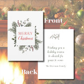 メリークリスマスノンフォトウォータースカラー緑 シーズンカード