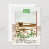 メリークリスマスノースダコタ素晴らしプレインズ冬 シーズンポストカード (正面/裏面)