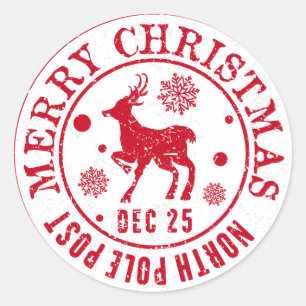 メリークリスマスノースポールポストスタンプ ラウンドシール