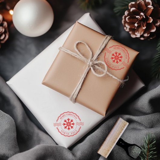 メリークリスマスノースポールレッドクラシック ラバースタンプ