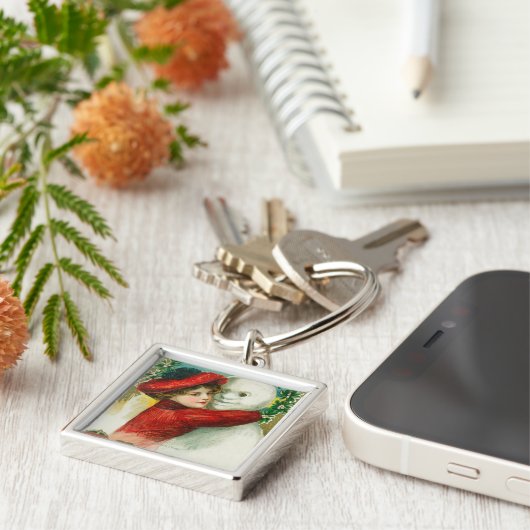 メリークリスマスハグ雪だるま キーホルダー (側面)