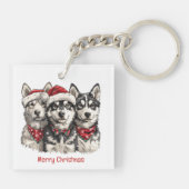 メリークリスマスハスキー犬 キーホルダー (裏面)