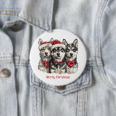 メリークリスマスハスキー犬 缶バッジ (インサイチュ)