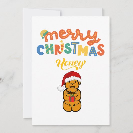 メリークリスマスハチミツかわいいクマとプレゼント シーズンカード (正面)