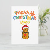 メリークリスマスハチミツかわいいクマとプレゼント シーズンカード (スタンド正面)