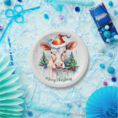 メリークリスマスハットフェスティバル牛 –  ペーパープレート (パーティー)