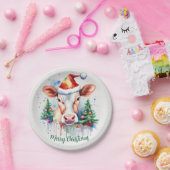 メリークリスマスハットフェスティバル牛 –  ペーパープレート (パーティー)