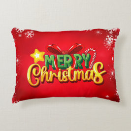 メリークリスマスハッピークリスマスレッドグリーンホリデーおもしろい アクセントクッション