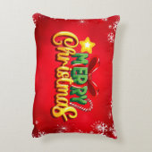 メリークリスマスハッピークリスマスレッドグリーンホリデーおもしろい アクセントクッション (裏面(縦))