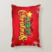 メリークリスマスハッピークリスマスレッドグリーンホリデーおもしろい アクセントクッション (正面(垂直))