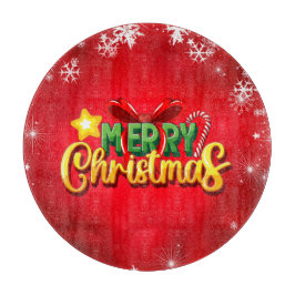 メリークリスマスハッピークリスマスレッドグリーンホリデーおもしろい カッティングボード