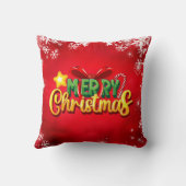 メリークリスマスハッピークリスマスレッドグリーンホリデーおもしろい クッション (裏面)